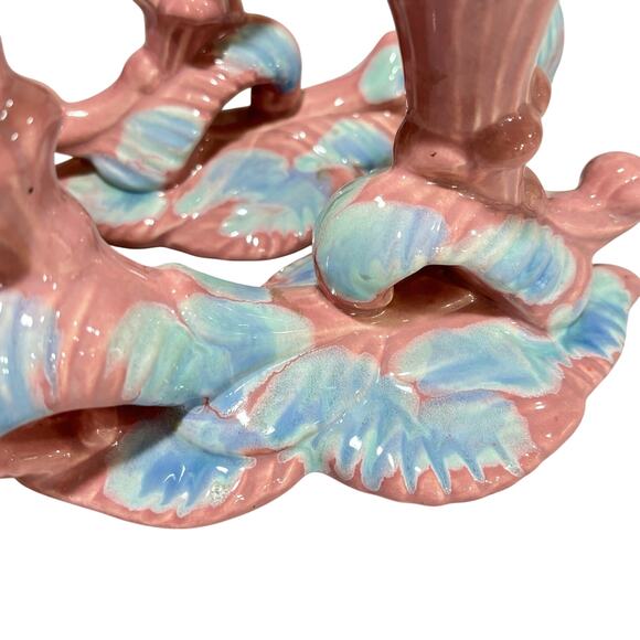 Vintage Mid Century Royal Haeger pottery candle holders Mauve Blue Agate PAIR - Picture 9 of 11
